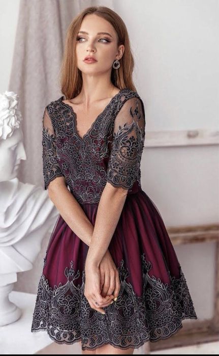 Сукні пишна святкова колір марсала