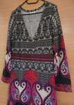 Vestido Étnico Preto e Vermelho, M/L