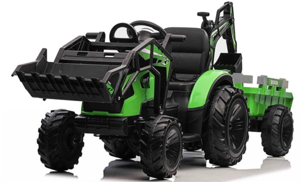 NAJWIĘKSZY Traktor Spycharko Ładowarka z przyczepą 24V 2 silniki 200W
