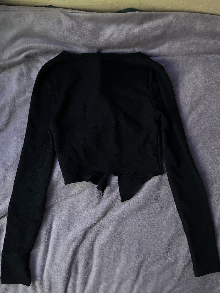 crop top czarny długi rękaw xs/xxs shein