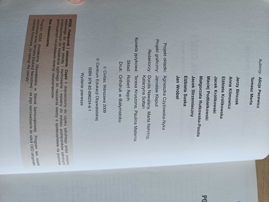 KOSS. Wiedza o społeczeństwie w gimnazjum. Egzemplarz sygnalny 1