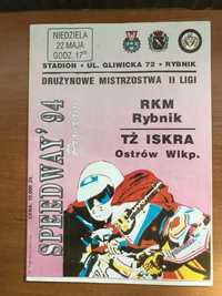Program żużlowy DMP II Ligi RKM Rybnik - Iskra Ostrów Wlkp. [1994r.]