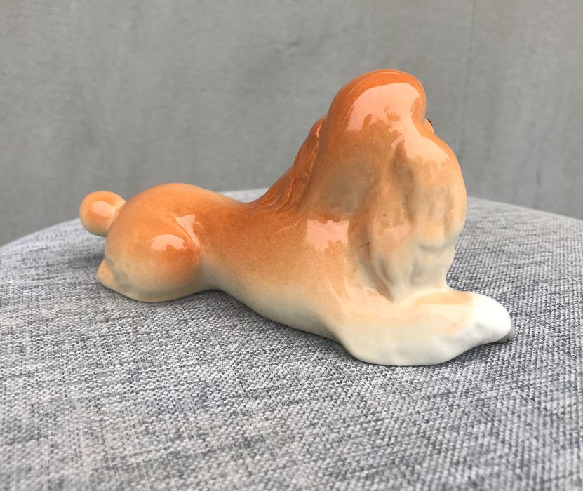 Rzadka figurka z porcelany lomonosov pudel porcelanowy pies , psa