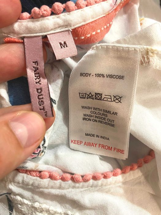 bluzka koszula tunika luźna krótka sukienka biała 100% wiskoza M L róż