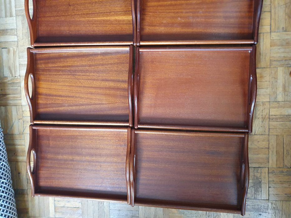 SUPER STAN Taca Butler Classic,DREWNO, mahoń, CRASTER, serwowanie,8szt