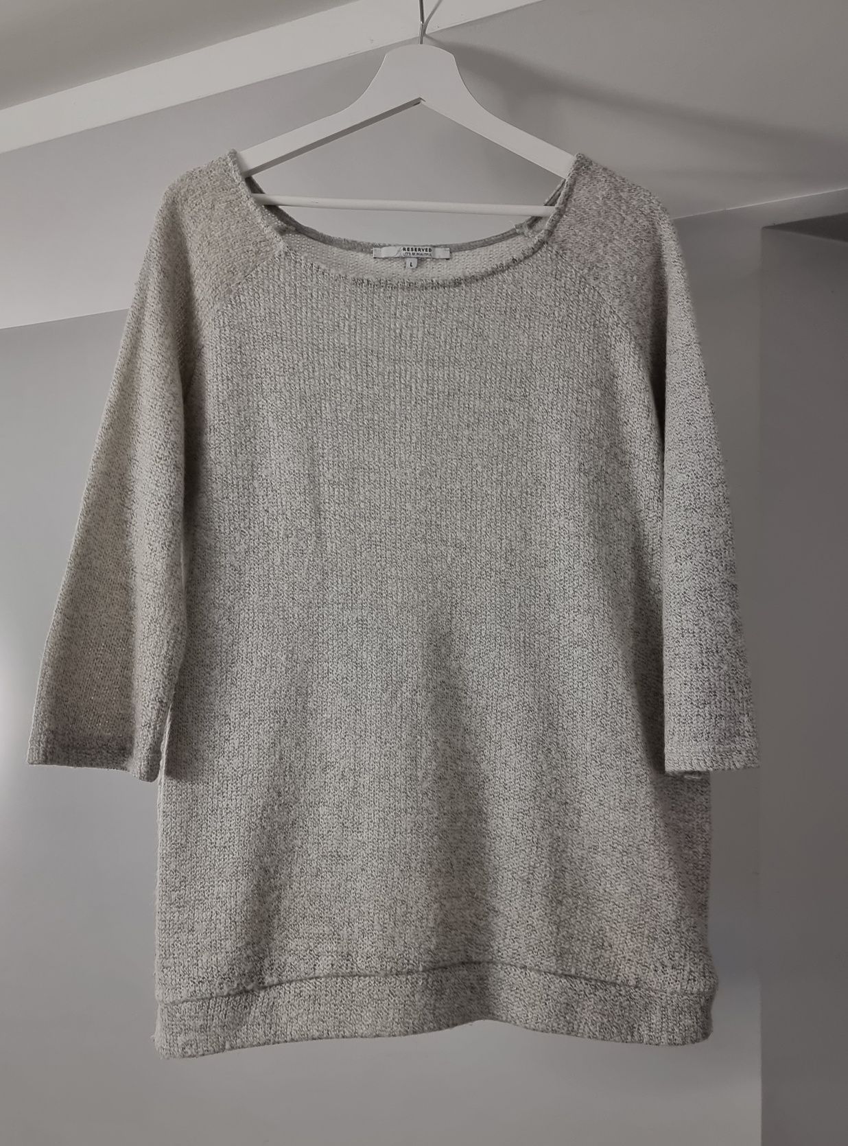 Sweter szary z rękawem 3/4 rozmiar L Reserved swetr