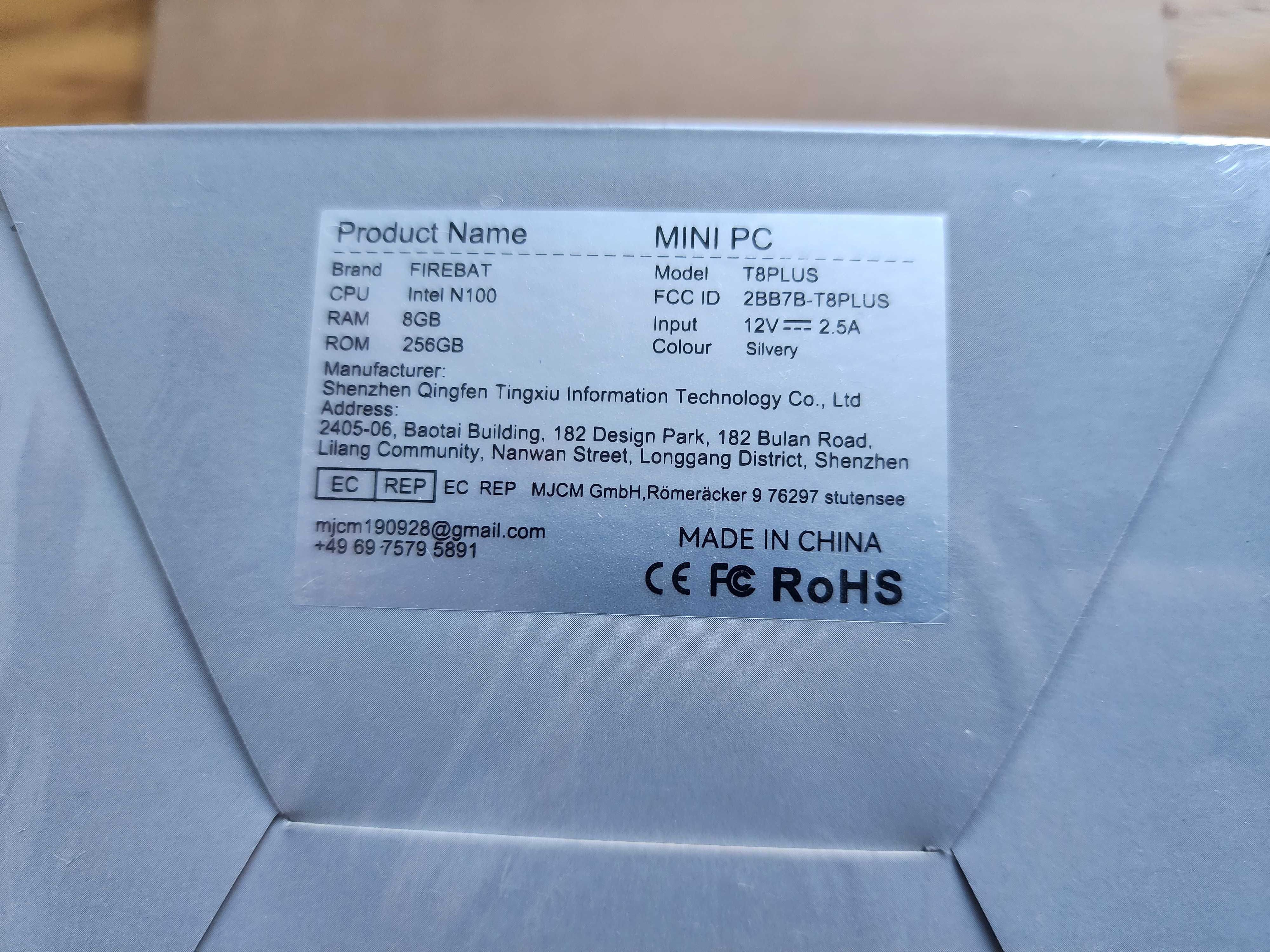 міні ПК Firebat T8 PRO PLUS intel N100 256ГБ SSD M2 8 ГБ DDR5 Новий