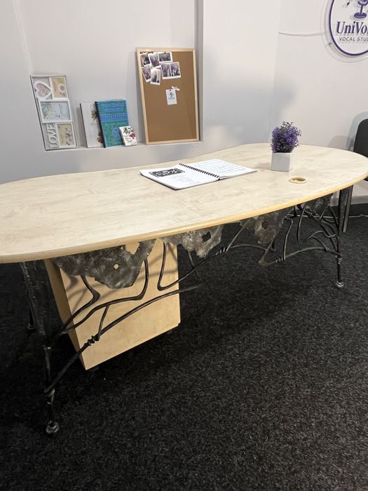 3 столи офісні дизайнерські з кованою художньою основою