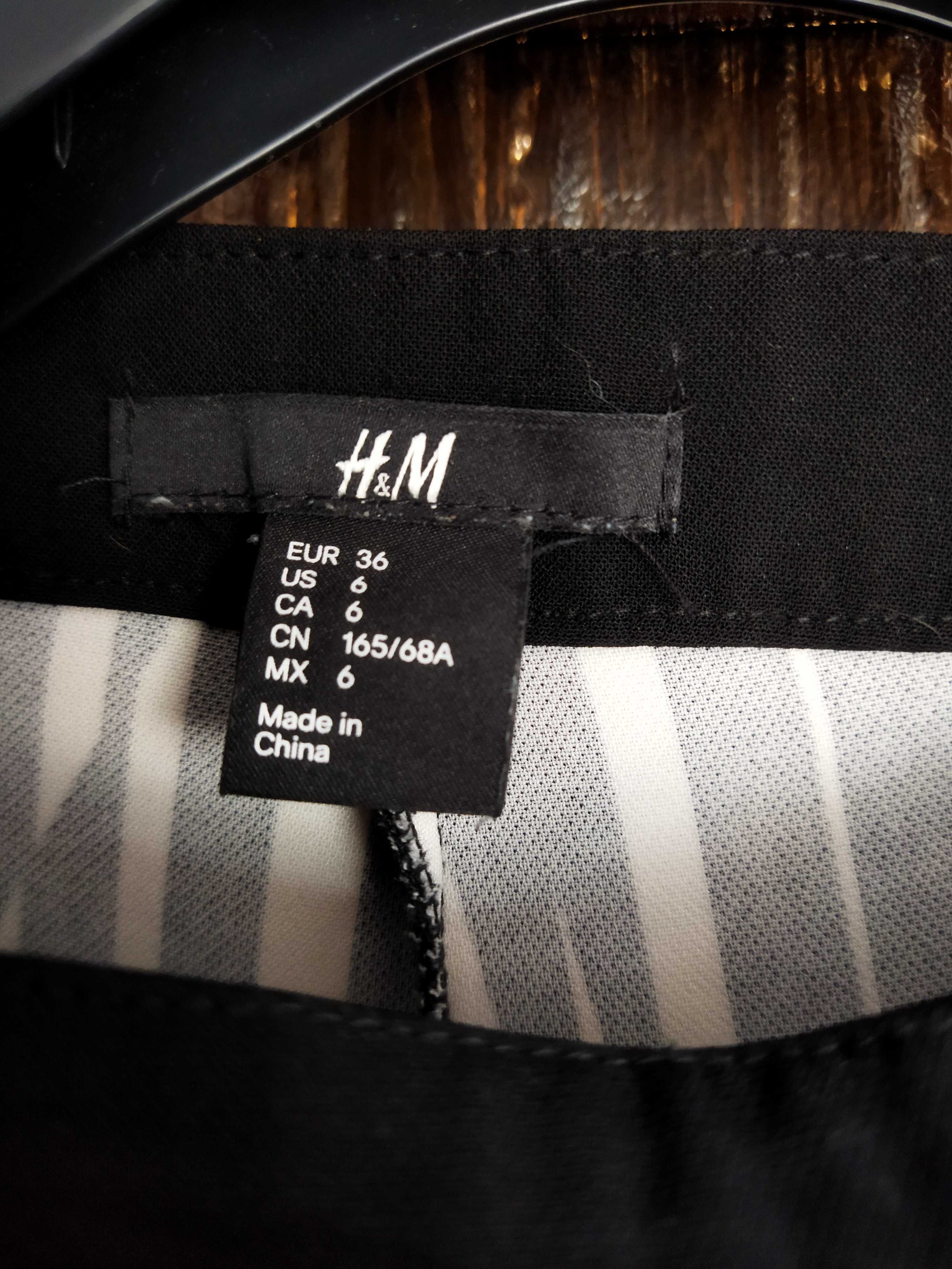 Spodnie H&M rozmiar 36 wzór geometria czarno białe