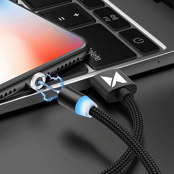 Kabel Magnetyczny 3w1 micro Usb / Lightning / Usb typ C czarny