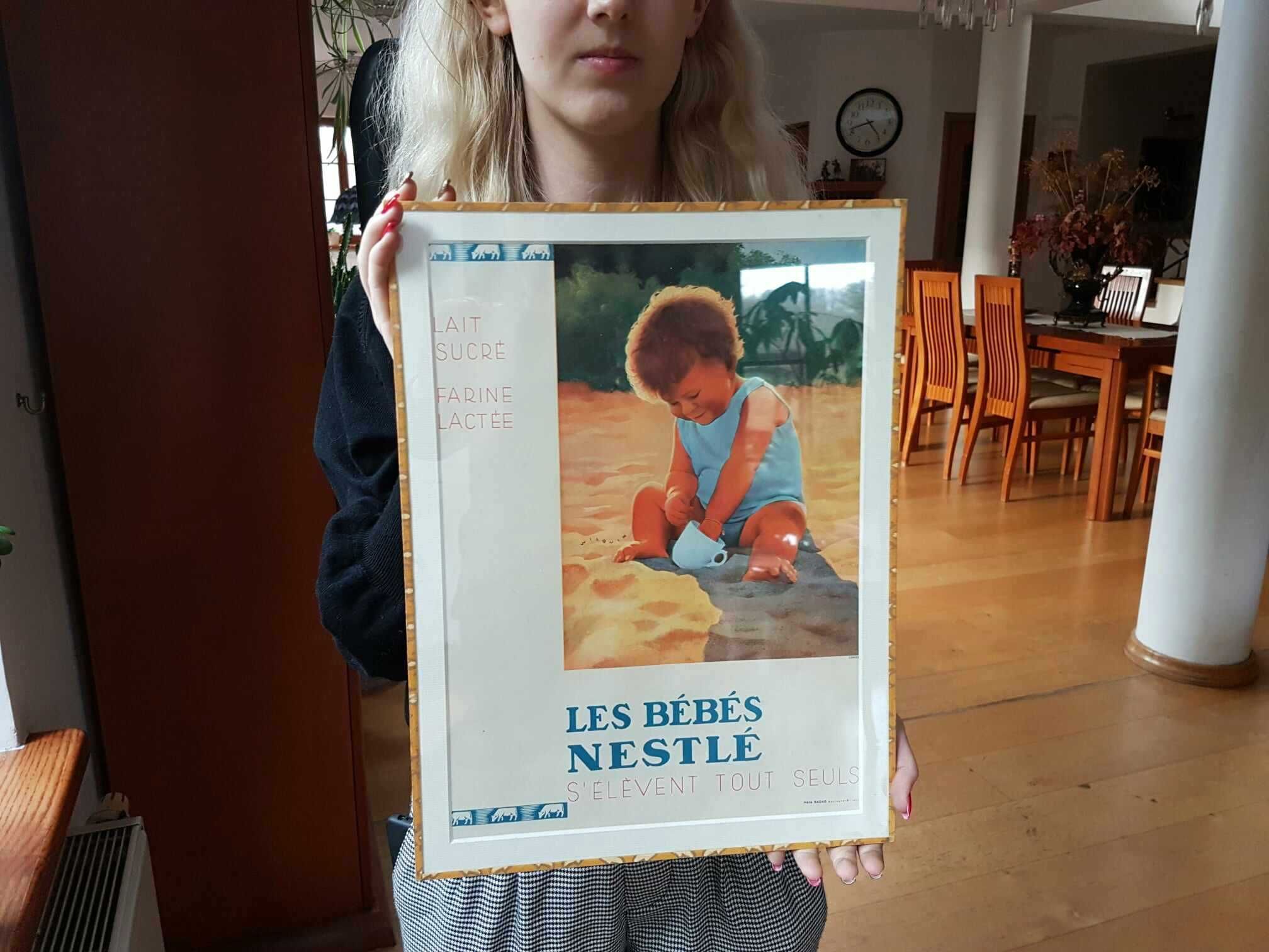 OBRAZ Plakat Francuski w antyramie REKLAMA DZIECI NESTLÉ 30x40 cm