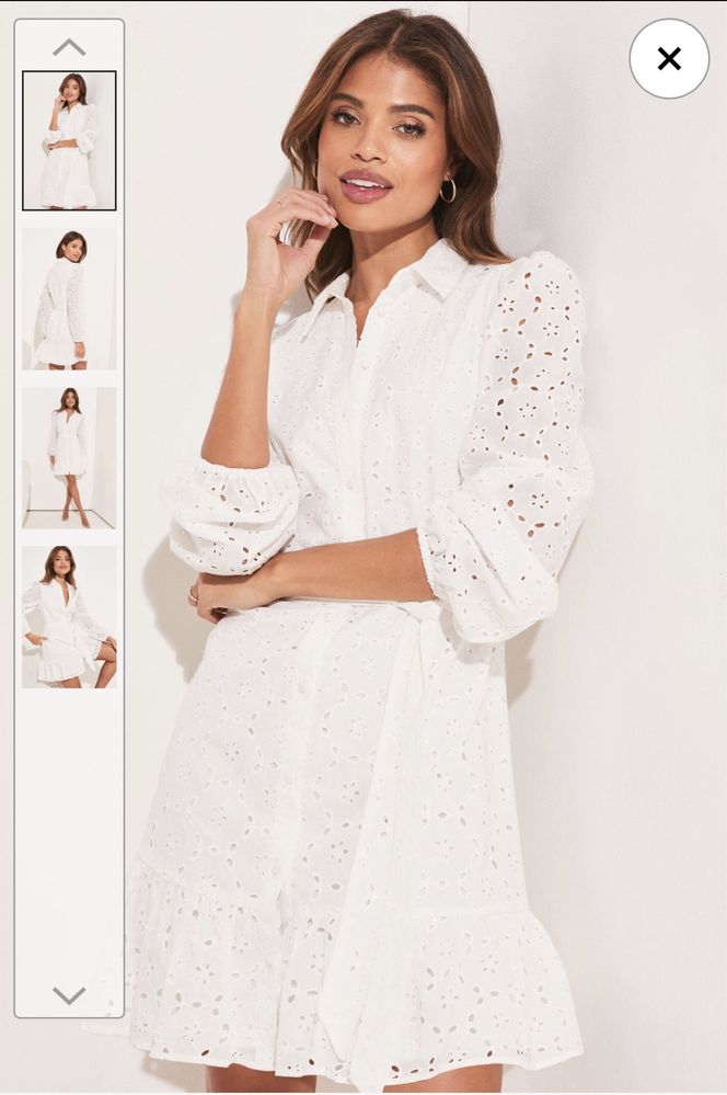 Біла сукня-сорочка з прошви бренду Lipsy London