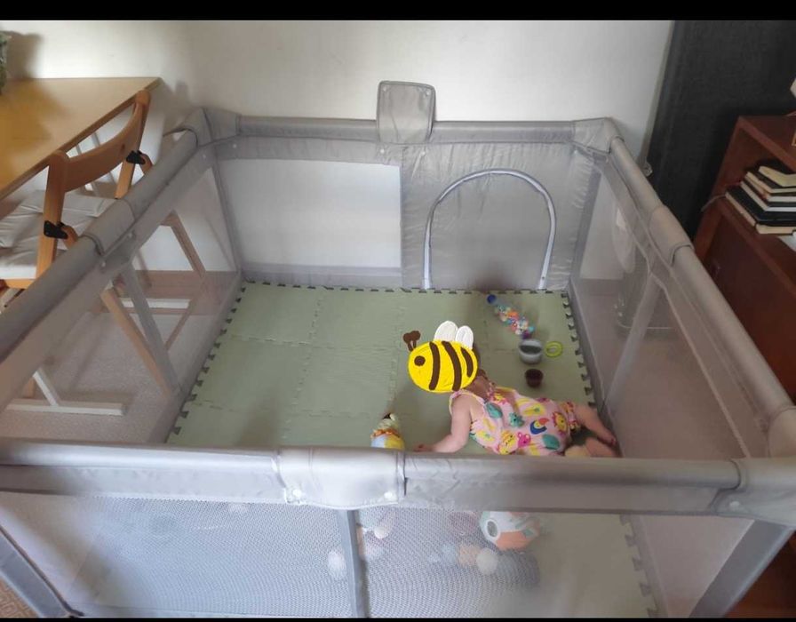 Parque infantil 120x120 cinza