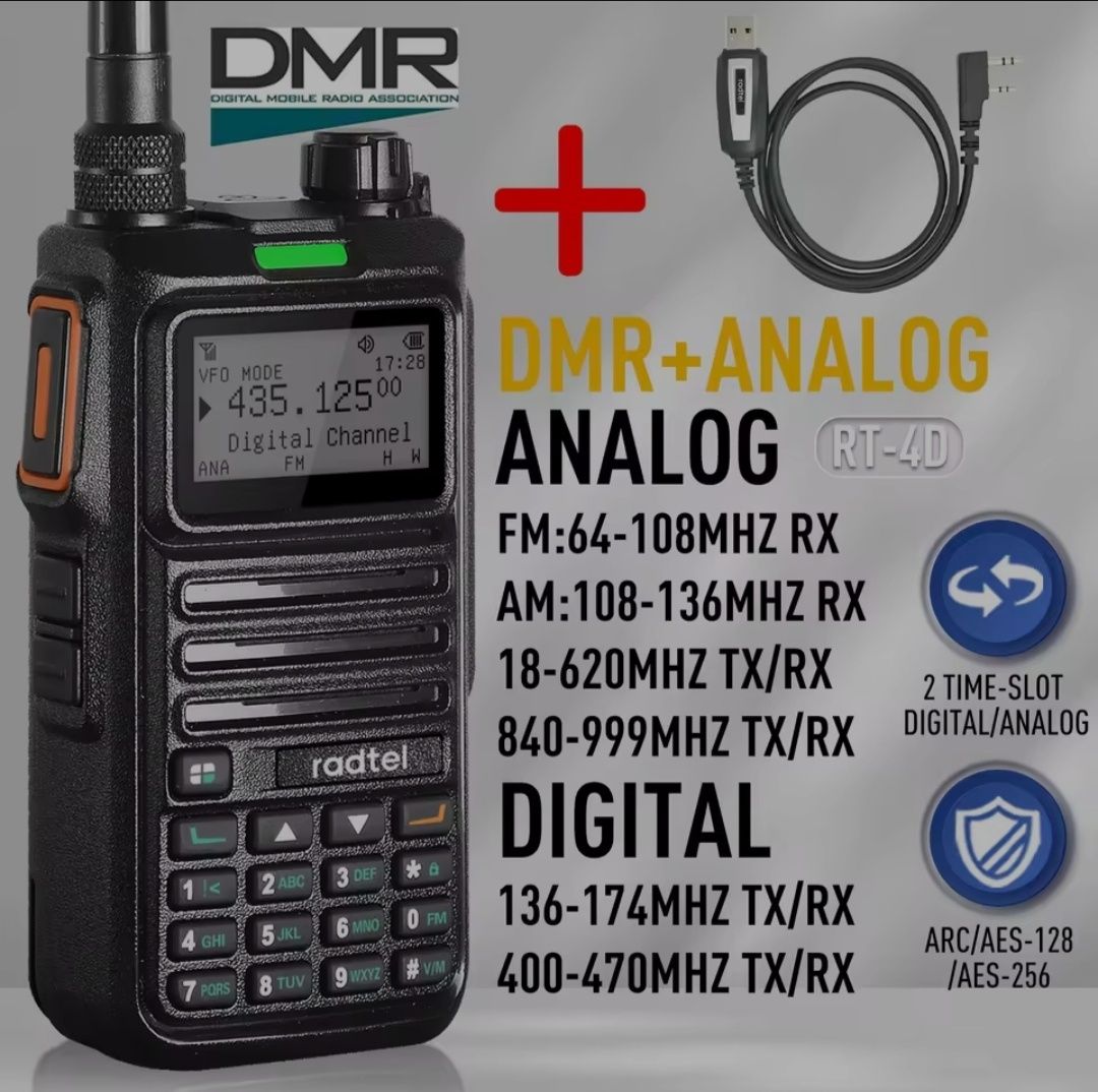 Radtel RT-4D DMR AES256 5W аналізатор спектра спектрометр analog spect