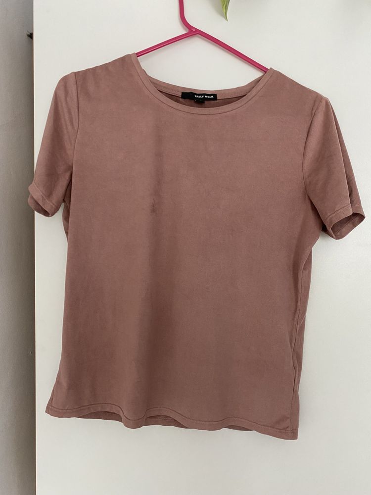 Bluzka t-shirt brudny róż modna r.S