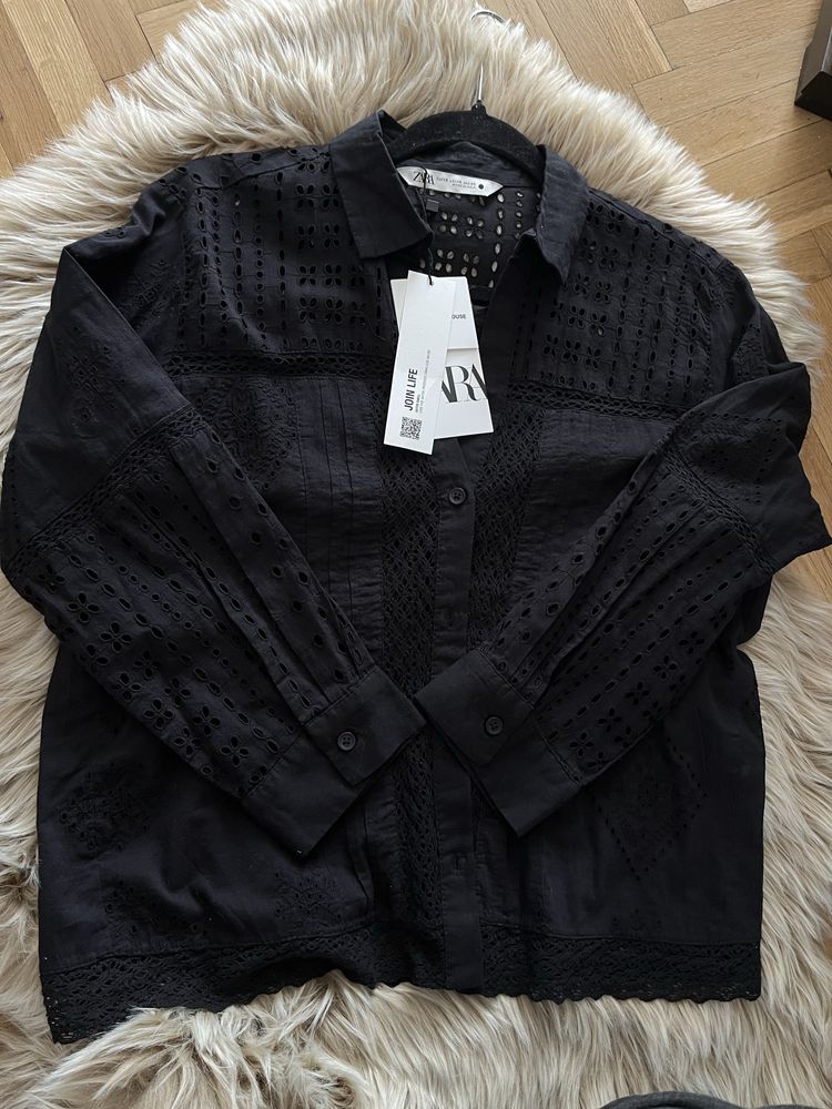 Nowa koszula z haftem ażurowa zara xs
