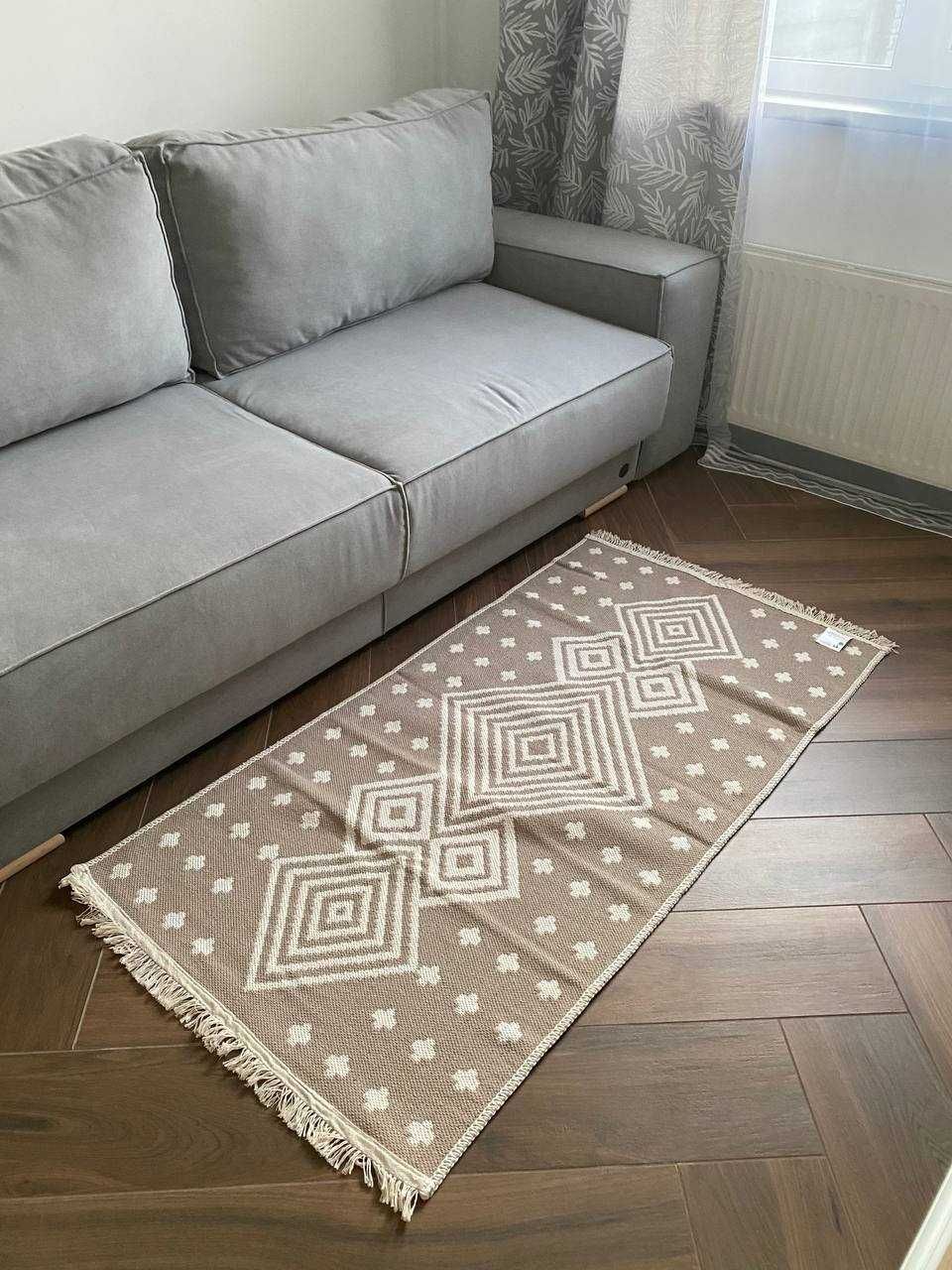 Коричневий турецький безворсовий килим, ковер, коврик