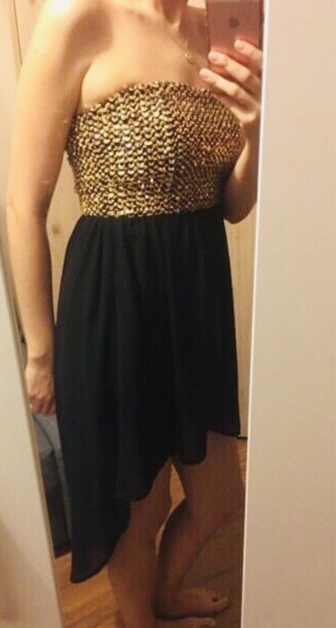 Sukienka sylwestrowa czarna złota Glamorous S / M nowa z metką