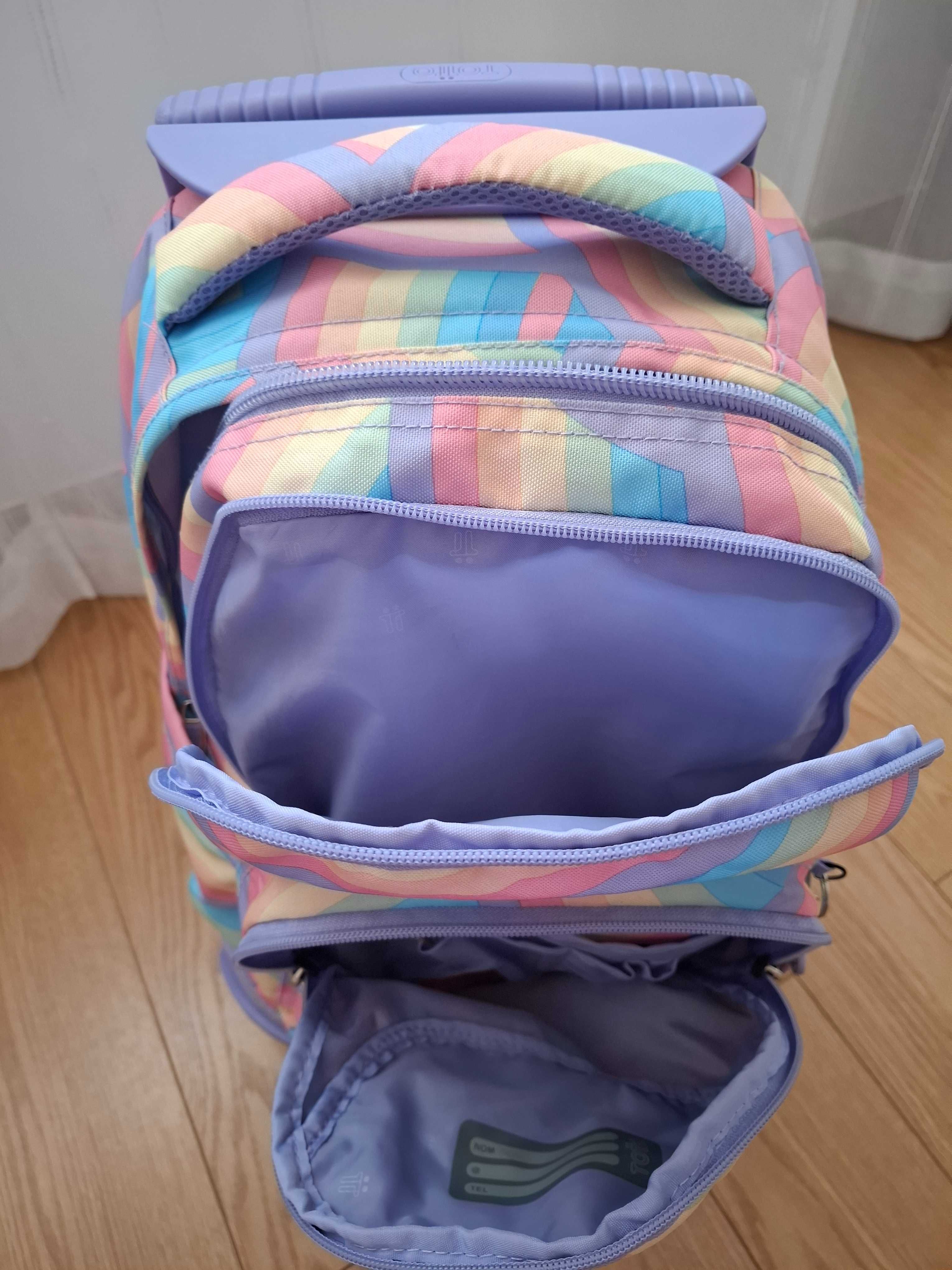 Mochila escolar com rodas arco-íris TOTTO