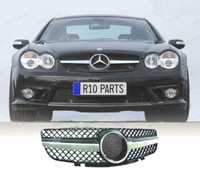 GRELHA FRONTAL PARA MERCEDES SL R230 01-12 LOOK SPORT AMG CROMADA PRETA