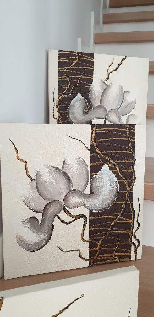 Zestaw obrazów Obraz magnolie 3 obrazy 30x30