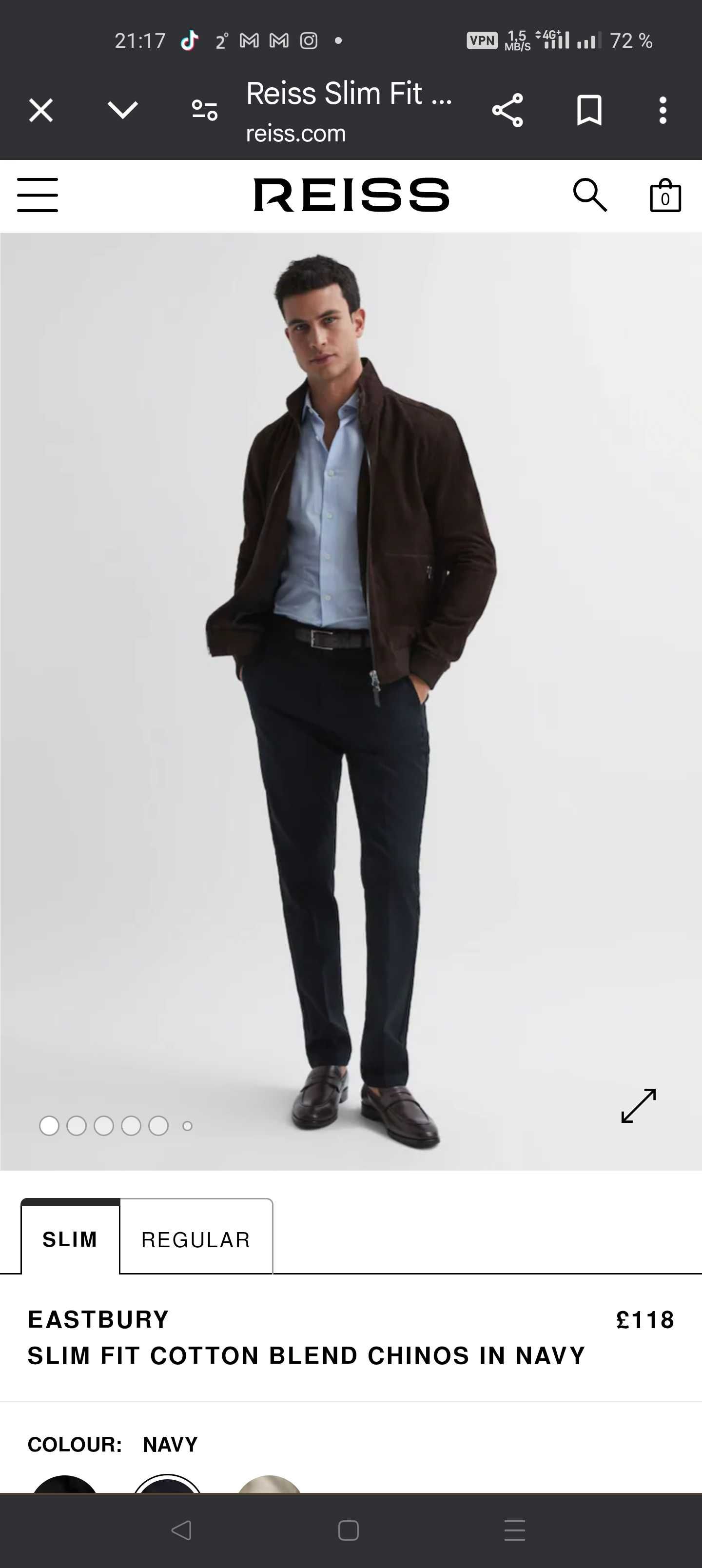Джинсы (chino Reiss Germany w32 stretch navy.