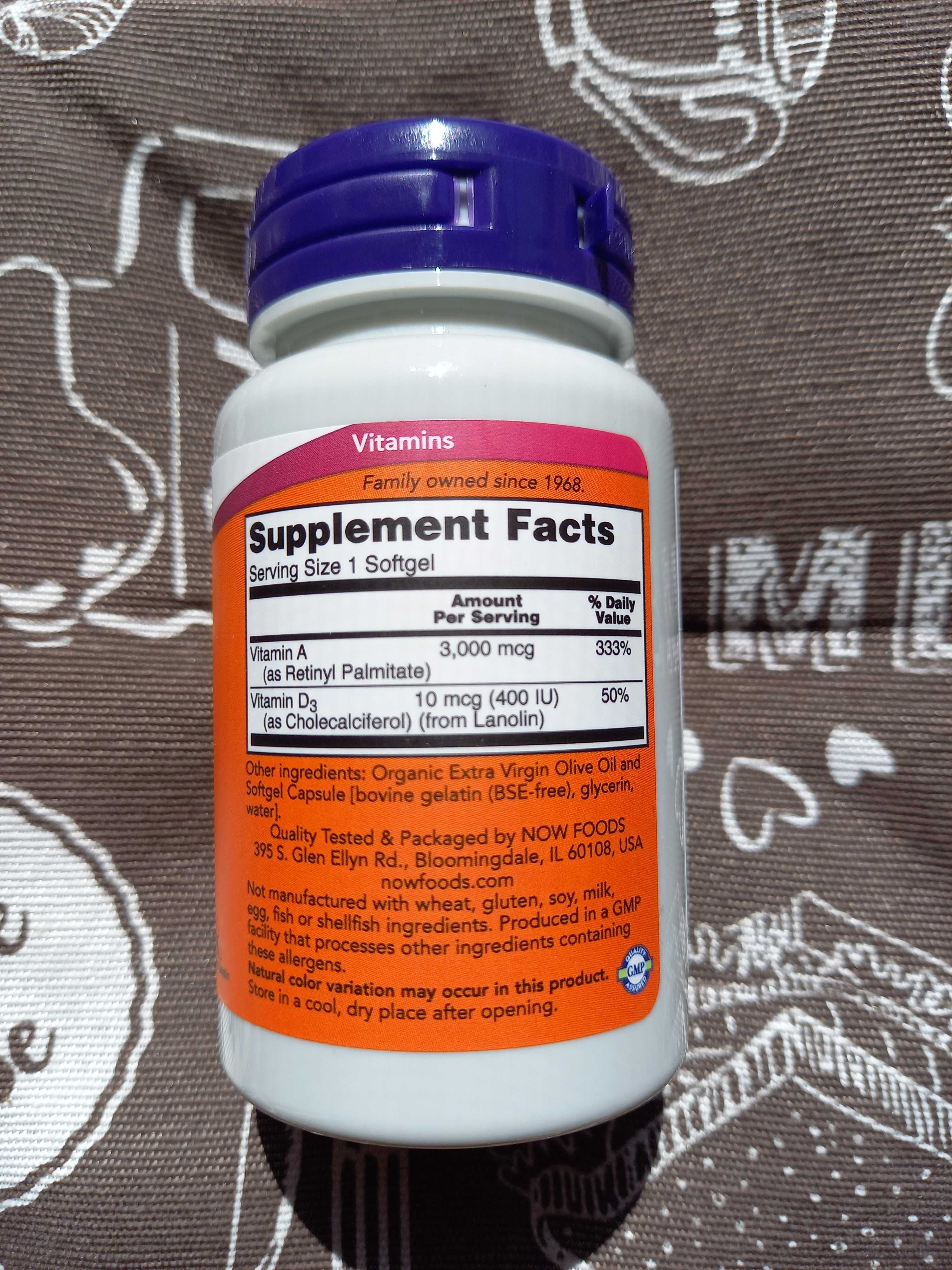 Now foods Витами А і Д вітамін Vitamin A 10000 25000 вітаміни для очей
