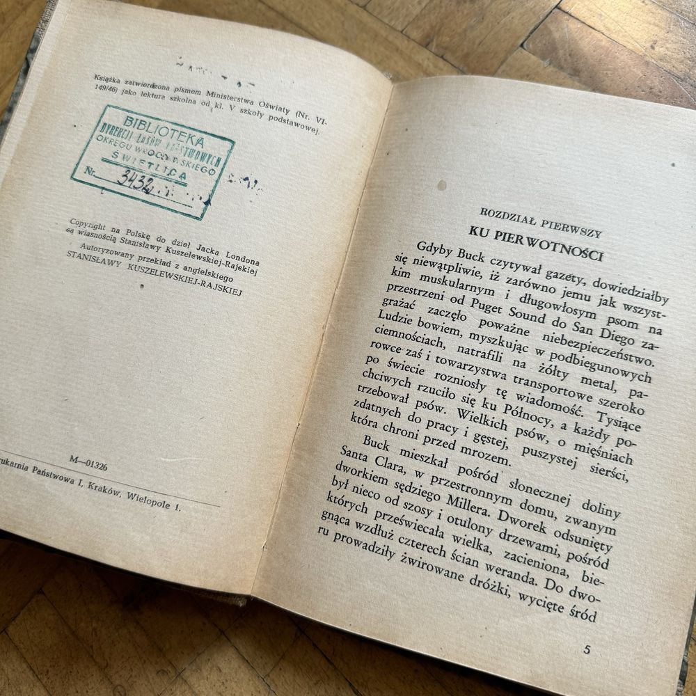 Jack London Zew Krwi 1947 oprawa introligatorska piękny stan książka