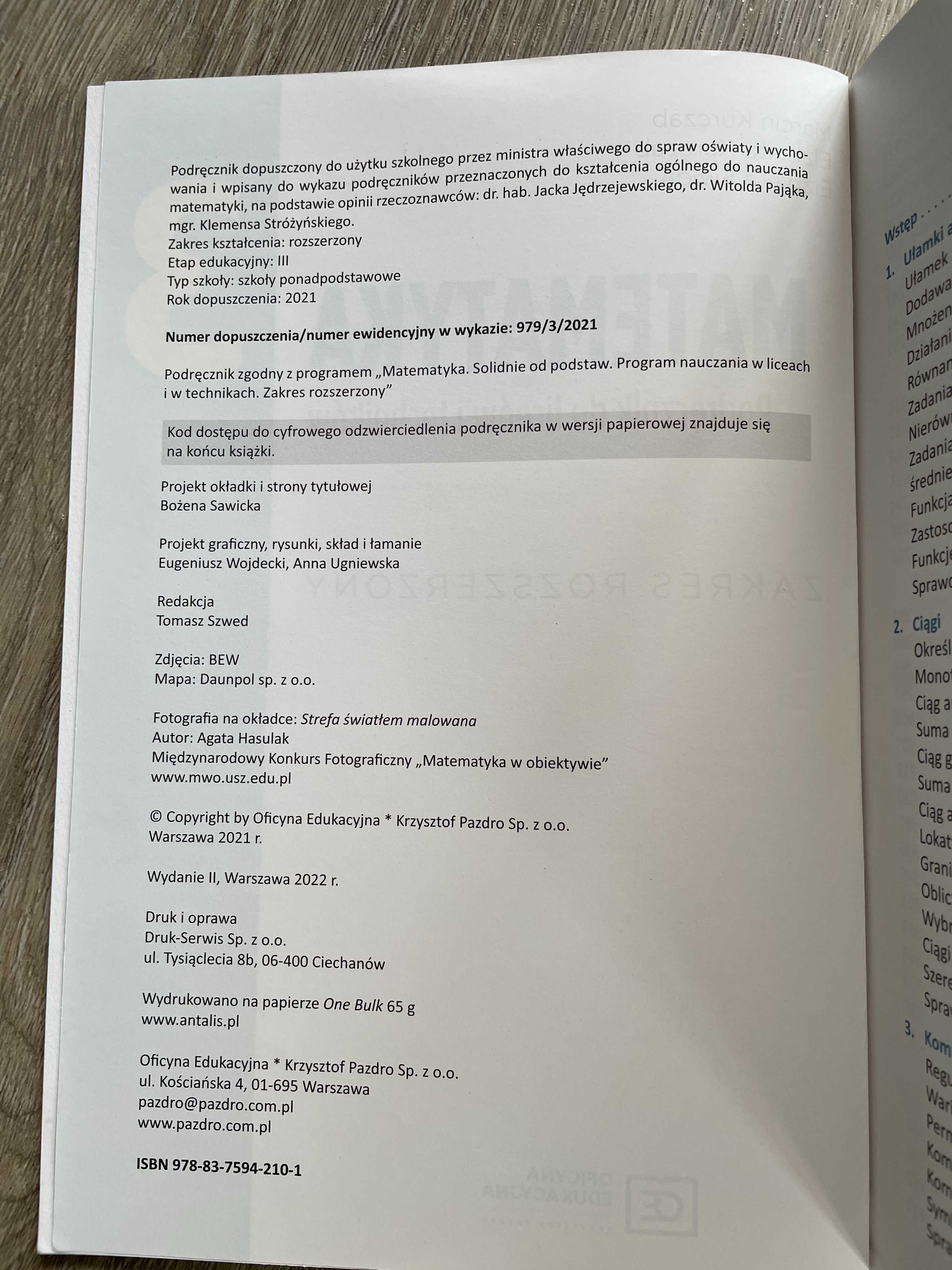 Podręcznik Matematyka klasa 3 Pazdro zakres rozszerzony
