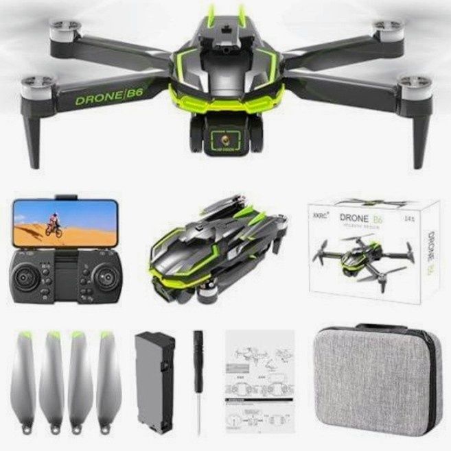 B6 дрон з камерою 4К-6К HD, GPS FPV, БК мотори, до 800 м. До 25 хв пол