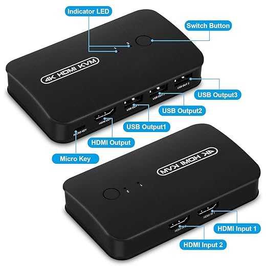 Przełącznik DGODRT HDMI KVM 2 portowy switch USB i 4K 30 Hz KS602