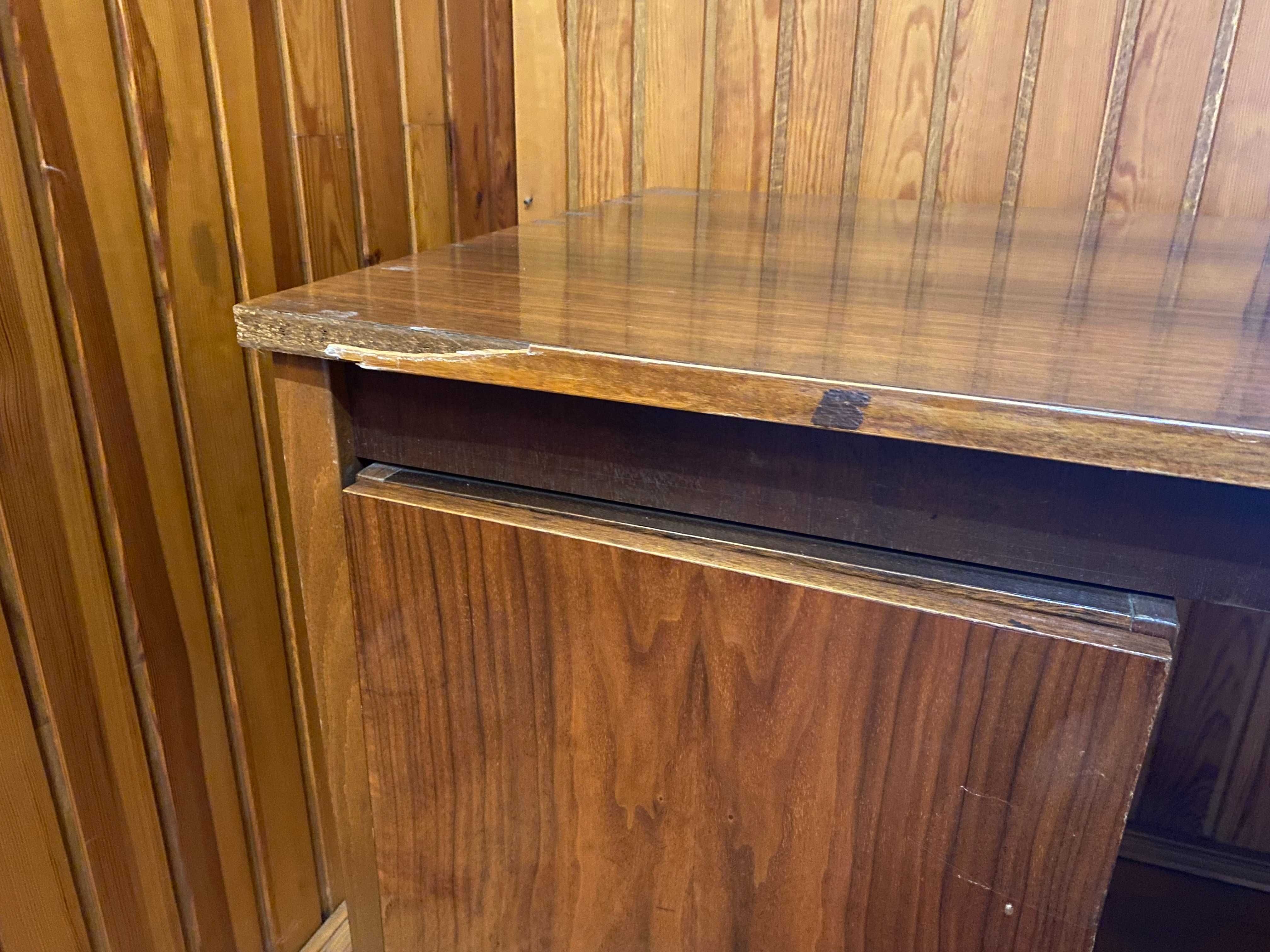 biurko drewniane PRL vintage połysk