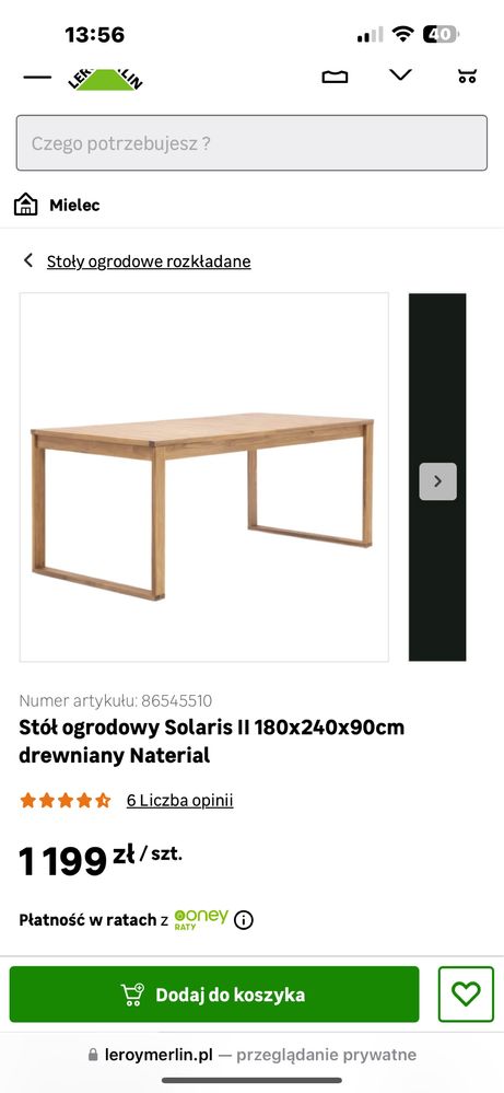 Piękny drewniany  komplet mebli na taras naterial