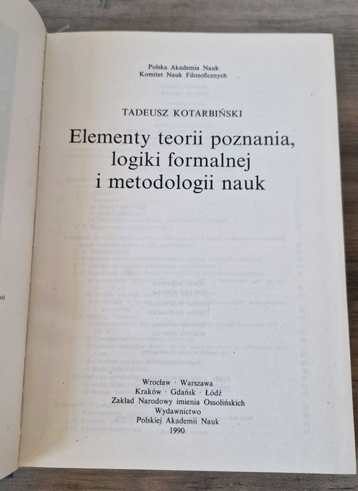 Elementy teorii poznania logiki formalnej i metodologii T. Kotarbiński