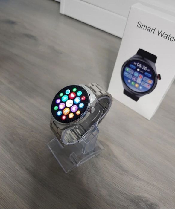 Smartwatch srebrny meski z bransoletą
