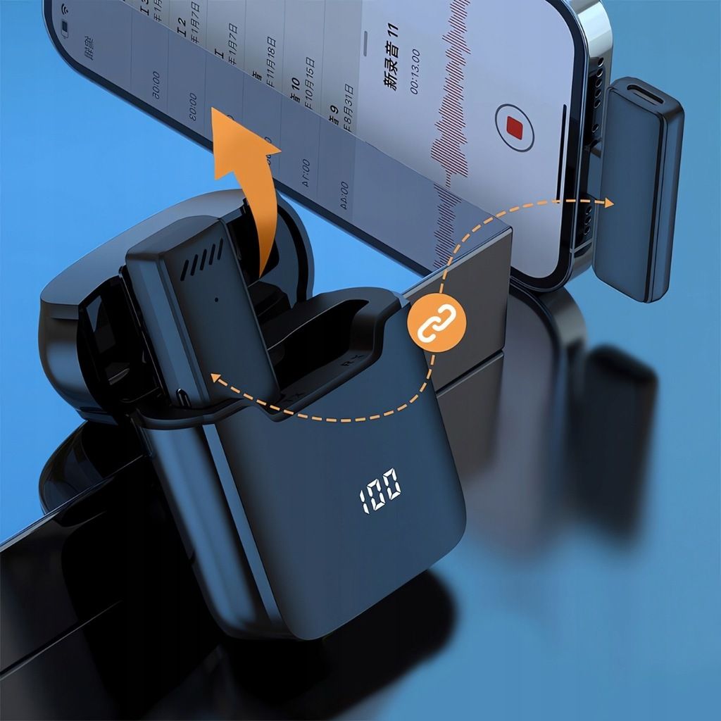Mikrofon Krawatowy Bezprzewodowy Z Etui Ładującym USB-C