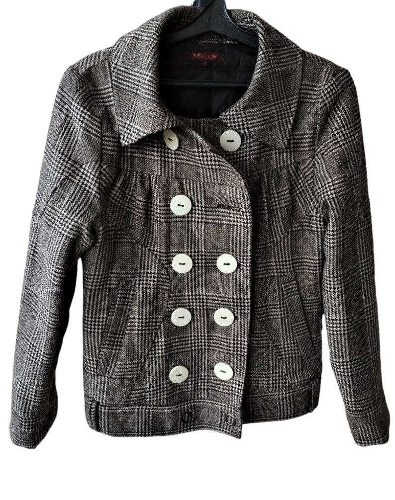 Брендовый женский клетчатый пиджак, косуха, жакет, куртка, пальто S