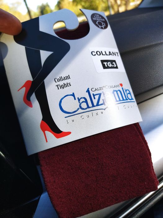 Rajstopy z wełny Merynosa Merino Wool rozmiar 3/M. Kolor burgundowy.