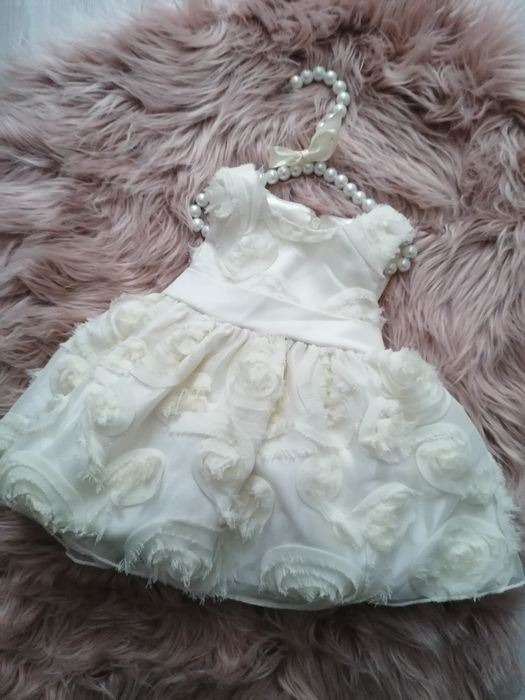 Sukienka balowa Cinderella chrzest chrzciny księżniczka 68 cm ecru
