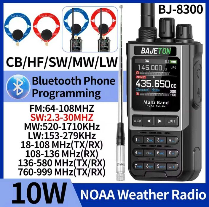 BJ-8300 UHF-VHF 10 Вт FM SW MW LW AM SSB CB Радіостанція Bluetooth New