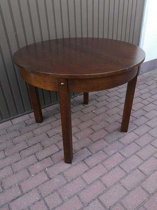 Stół Art-Deco Okrągły 100 Zgrabny Antyk Stary Rozkładany Po Renowacji.