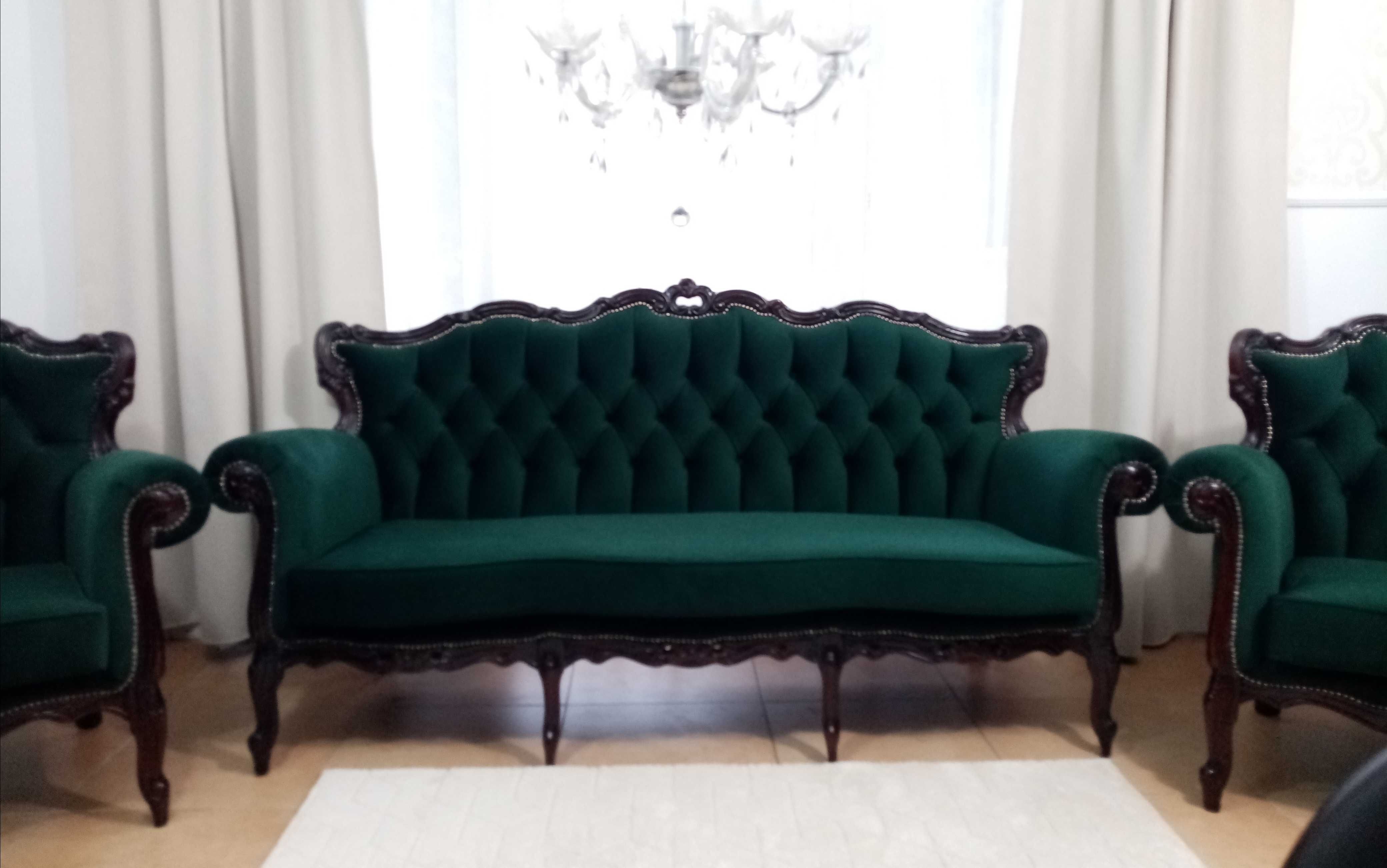 Komplet wypoczynkowy stylowy Ludwik Barok sofa fotele