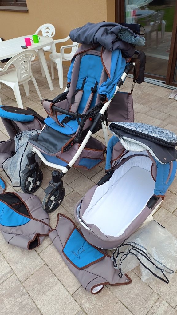 Wózek dziecięcy - gondola, spacerówka, nosidło, akcesoria, stan bdb
