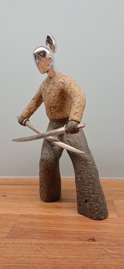 Unikat figurka rzeźba Samuraj metal art deco