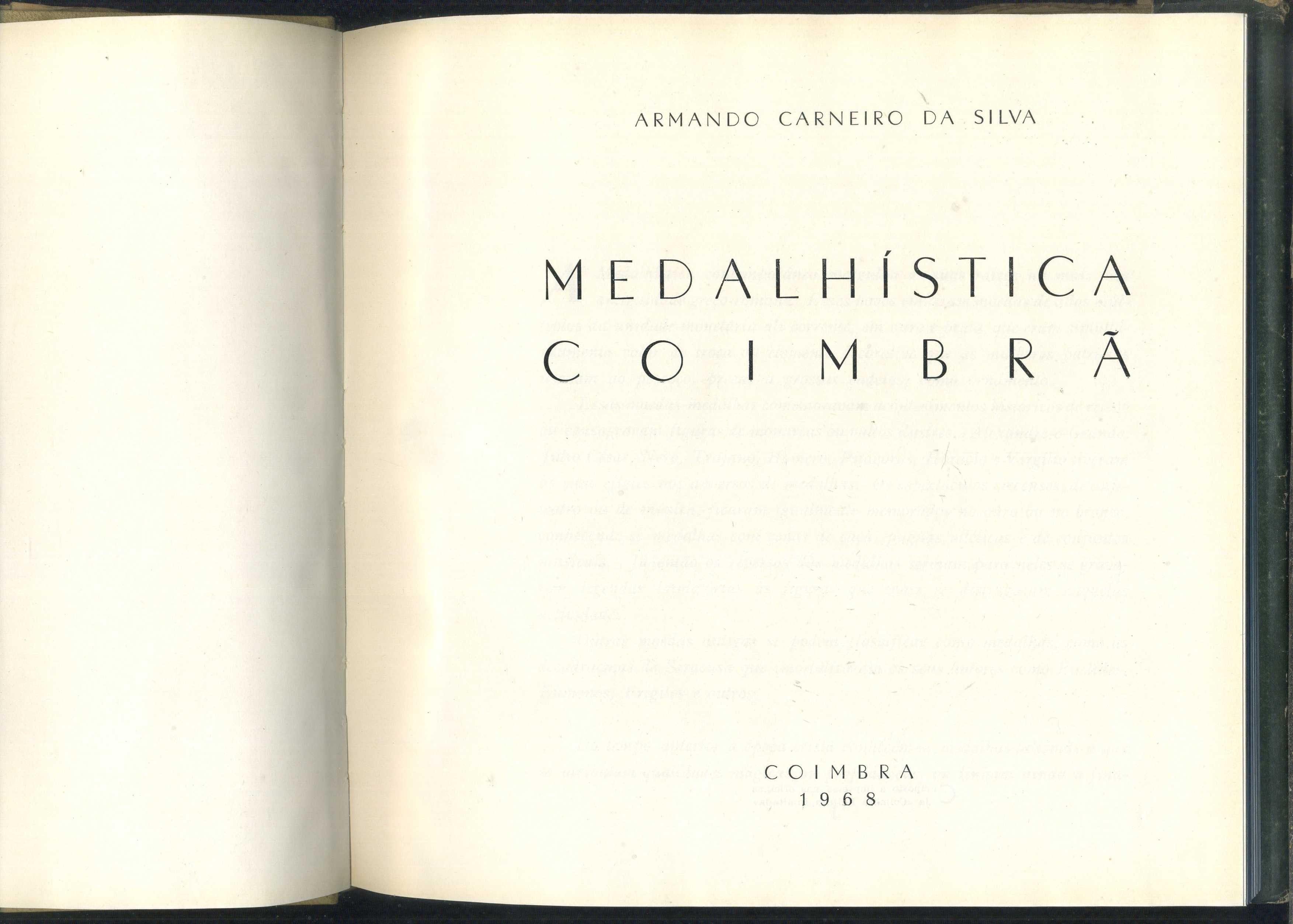 Medalhística Coimbrã, Armando Carneiro Silva - livro