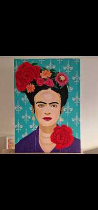 Pintura original Única Frida Kahlo em tela com acrílico