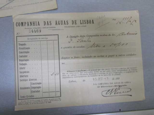 A Previdente Orey Antunes dois papéis antigos EPAL