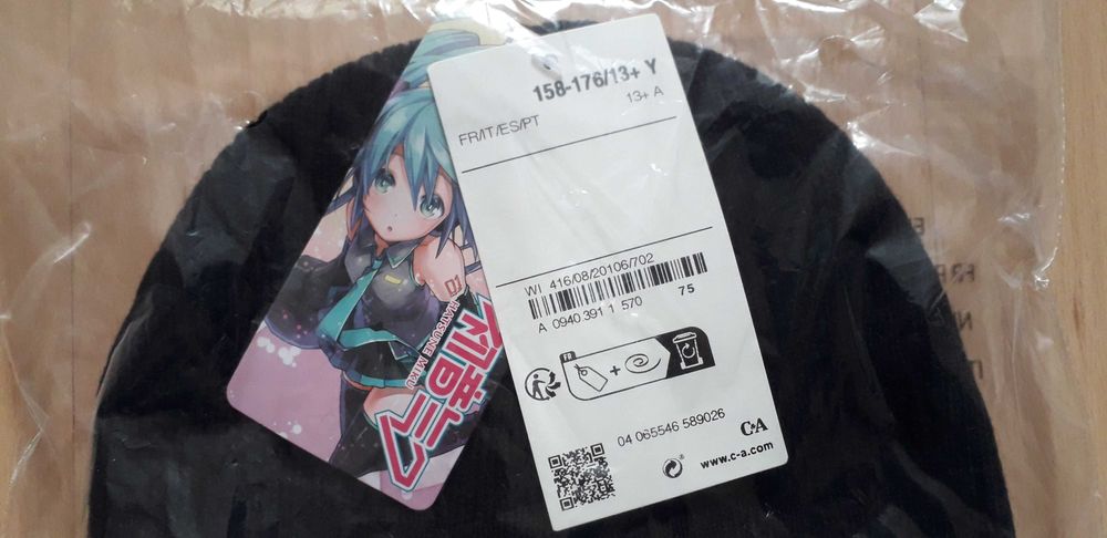 Nowa czarna czapka Miku Hatsune C&A