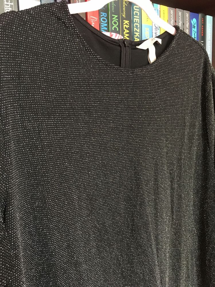 Bluzka tunika brokatowa czarna H&M L
