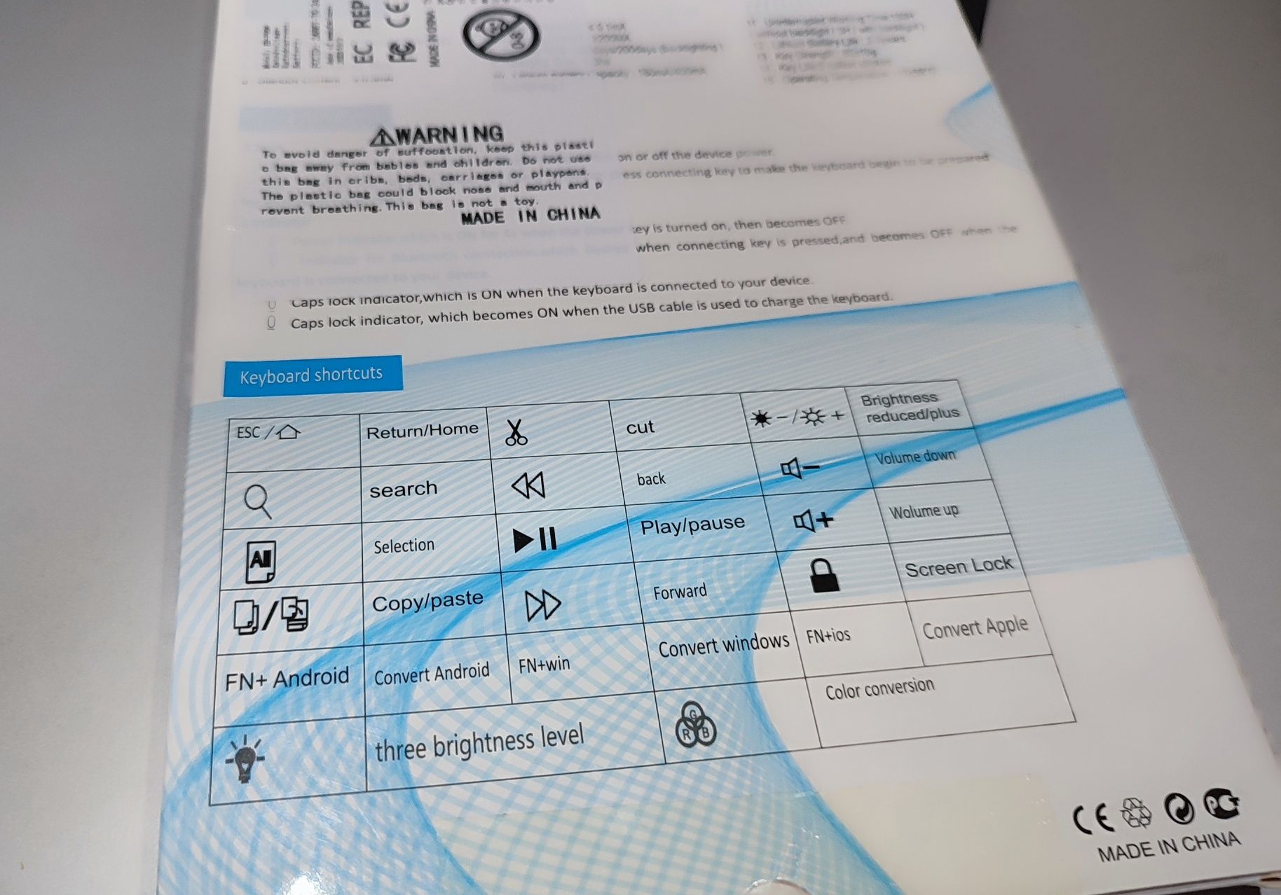 Teclado para telemóvel ou tablet